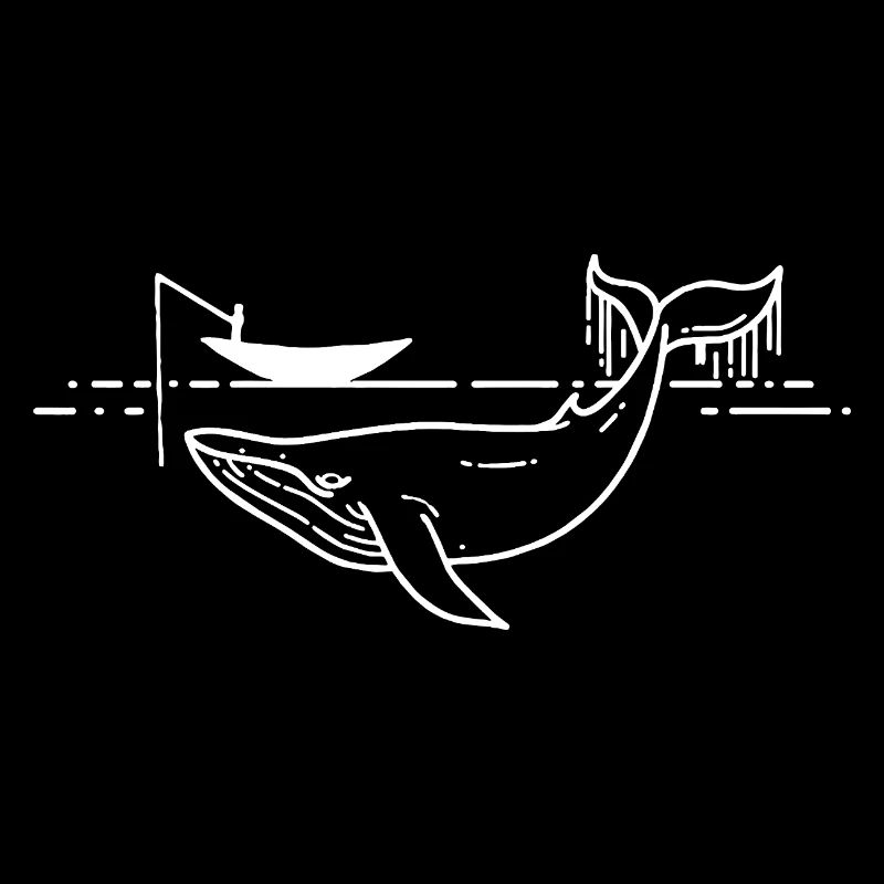 Illustration minimale de la ligne de baleine en mer