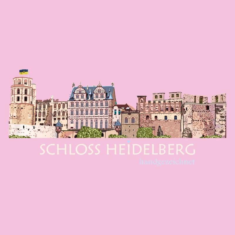 Panorama du palais de Heidelberg, dessin à la main