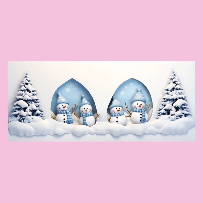 Kleiner Schneemann mit Weihnachtsbäumen