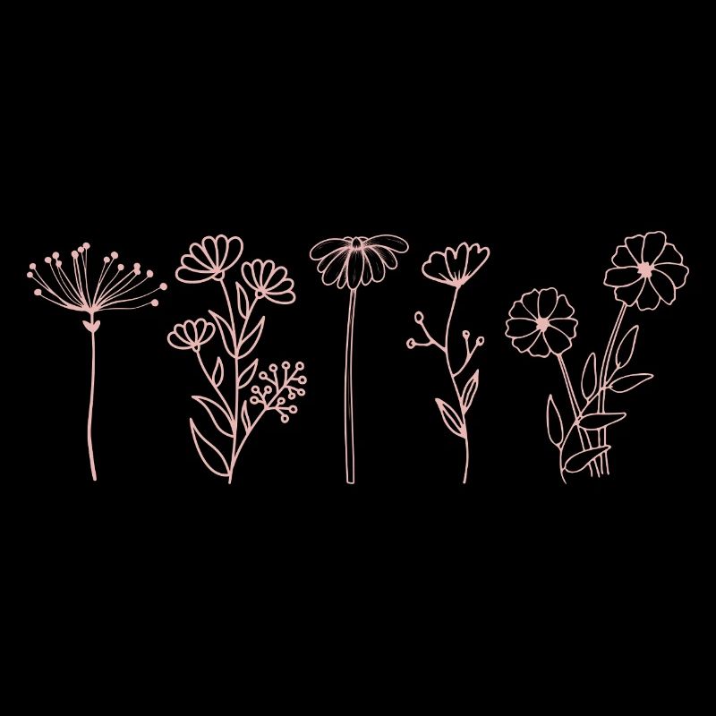 Minimalist Wildflower, Boho Floral Line Art 
