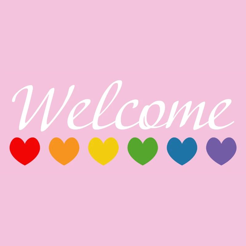 Regenbogenherzchen Welcome weiss