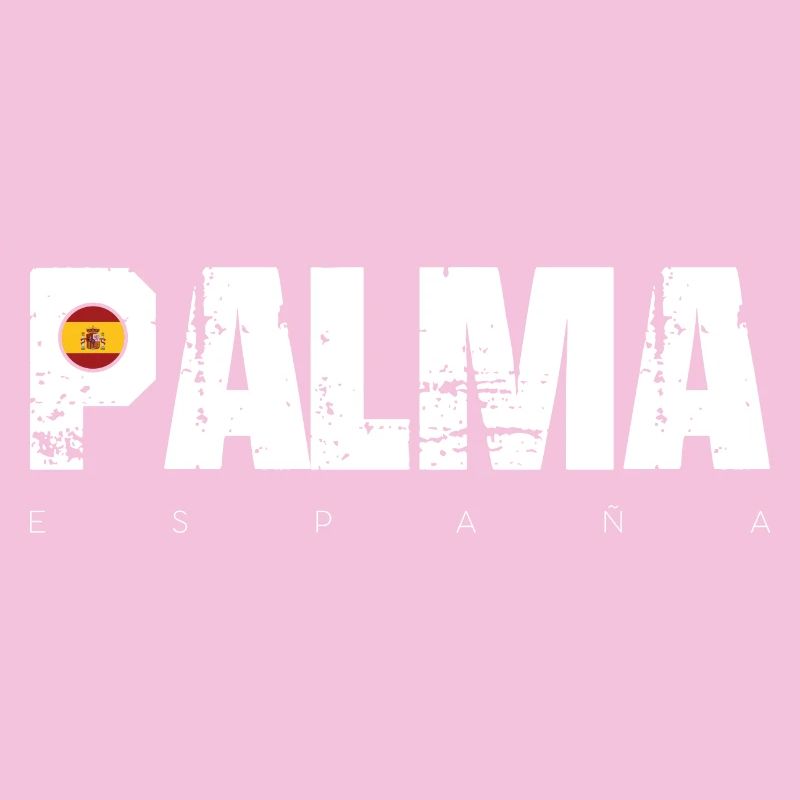 Palma Distressed Text mit Spanien-Flagge