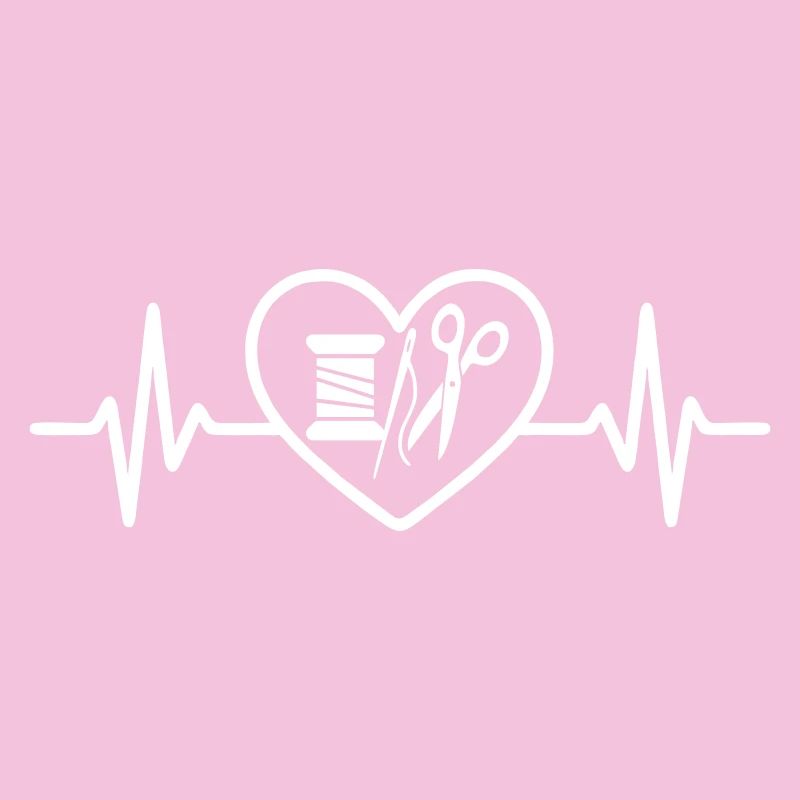 Sewing Spool Needle Scissors Heart