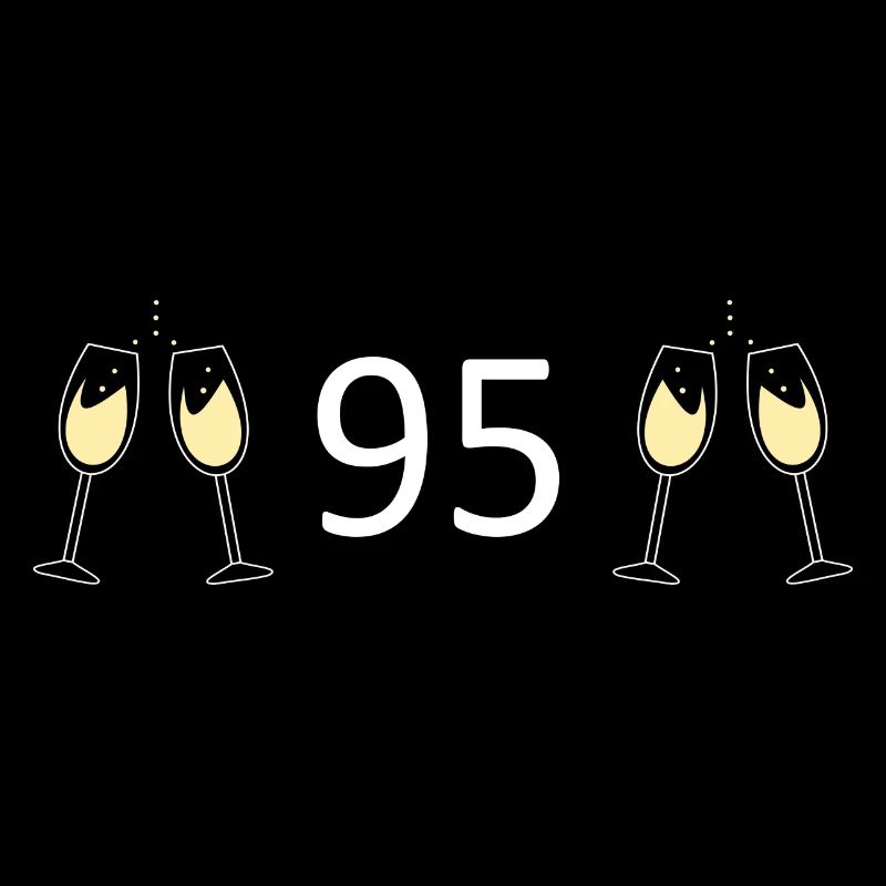 95th Birthday 95 Years Anniversary 95 Number 95 white