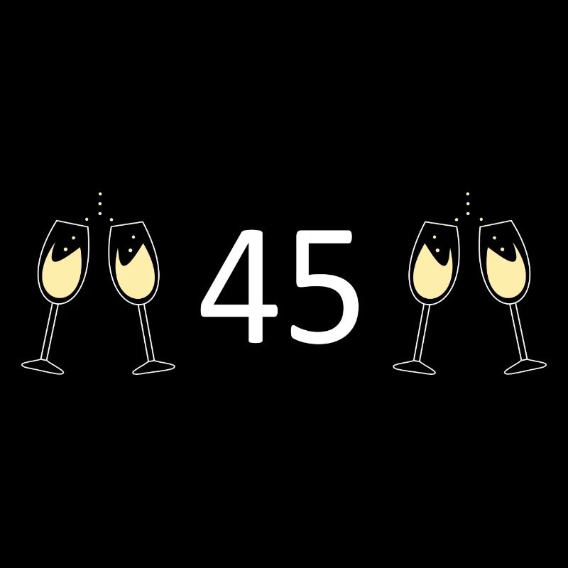 45th Birthday 45th Anniversary 45 Number 45 white