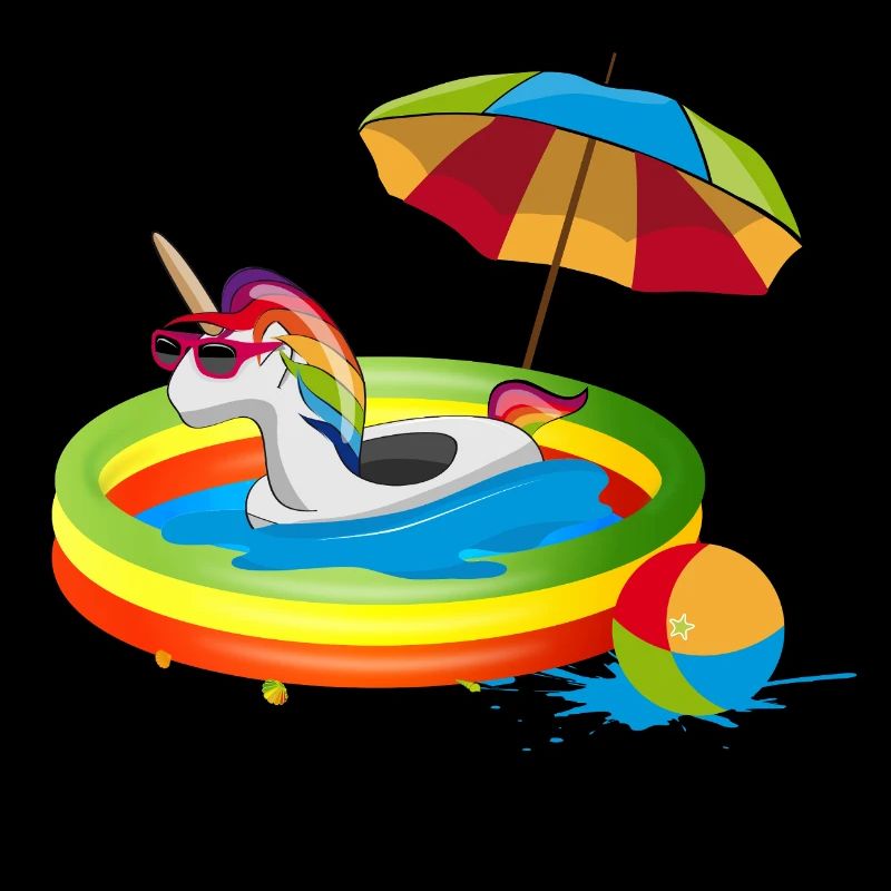 Sommerliches Einhorn im Planschbecken