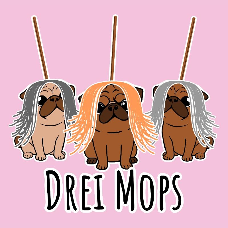 Zwei Mops - Hunde oder Putzgeräte? Hunde Humor?