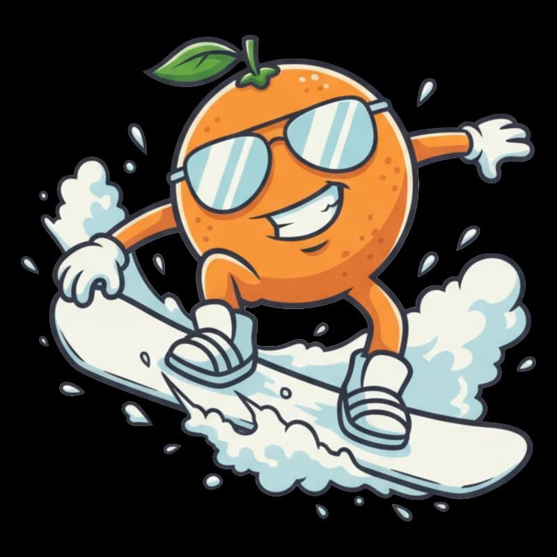 Orange Snowboard Cool avec lunettes de soleil