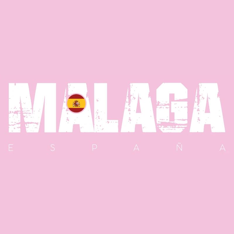 Malaga Texte en détresse avec drapeau espagnol
