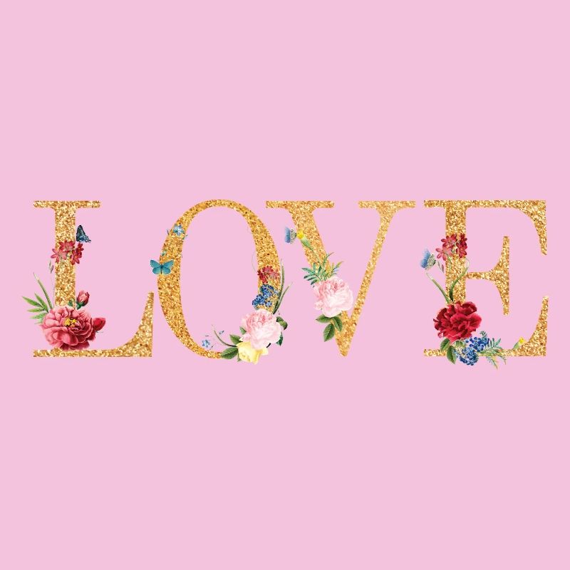 LOVE Art mit gestickten Blumen