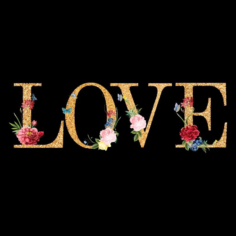 LOVE Art avec des fleurs brodées