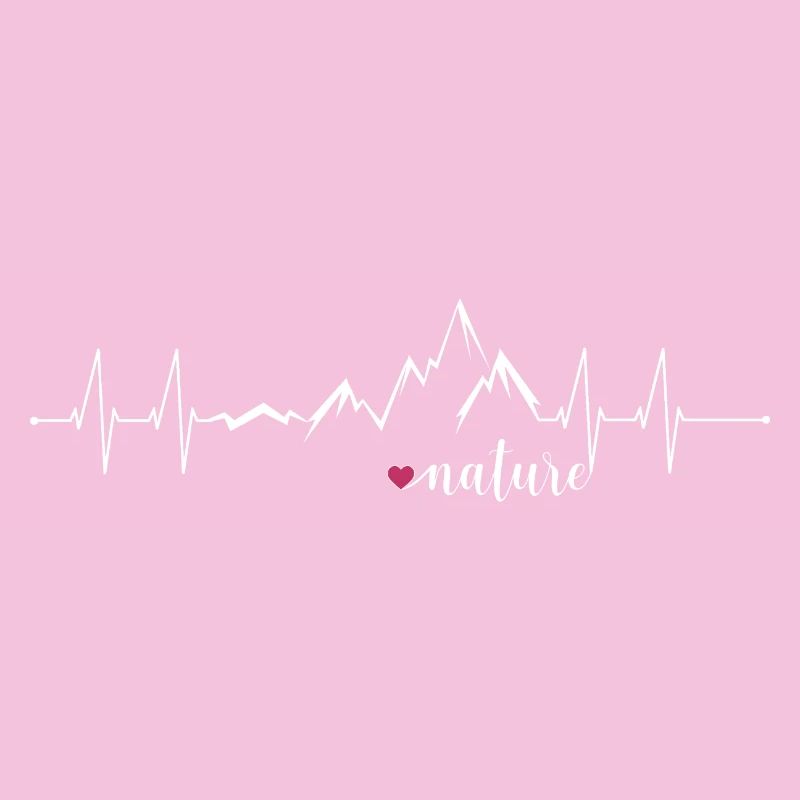 Liebe Natur Berge Herzfrequenz EKG - Grafikdesign