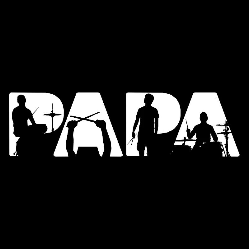 Drummer Papa Musician Silhouette Drum Kit Art