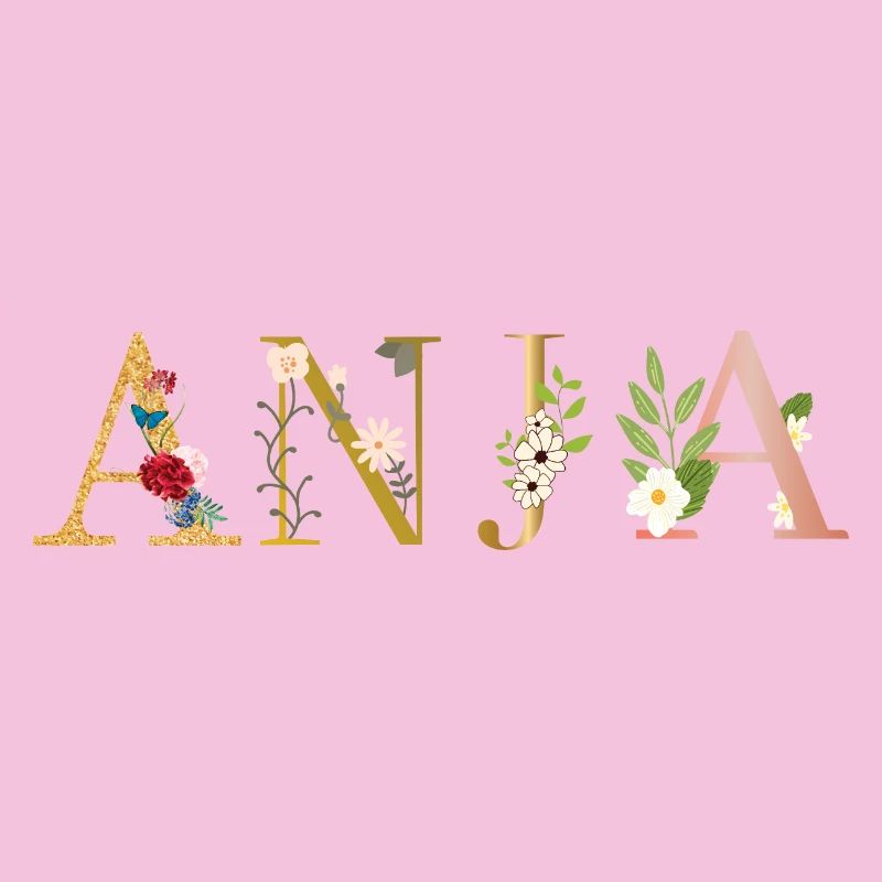 ANJA Name decorated with flowers