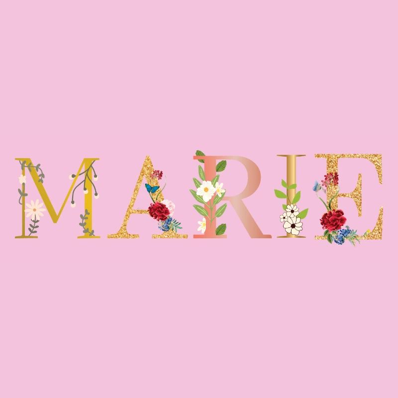 Le prénom de MARIE est décoré de fleurs