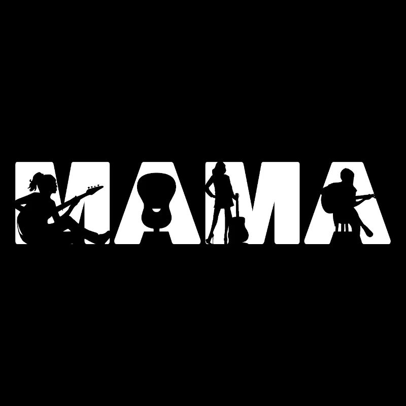 Guitar Mama Akustikmusikerin Silhouette