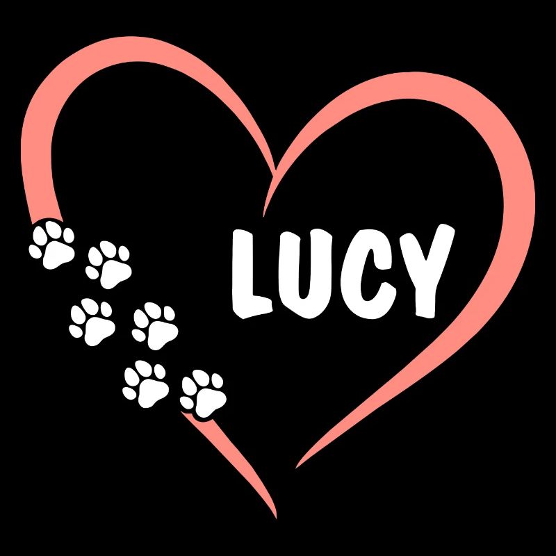 Heart with paw prints and name Lucy