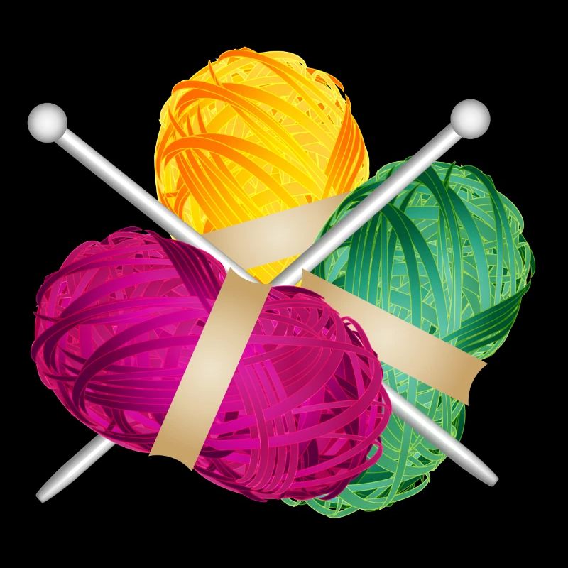 three colorful balls of wool with knitting needles