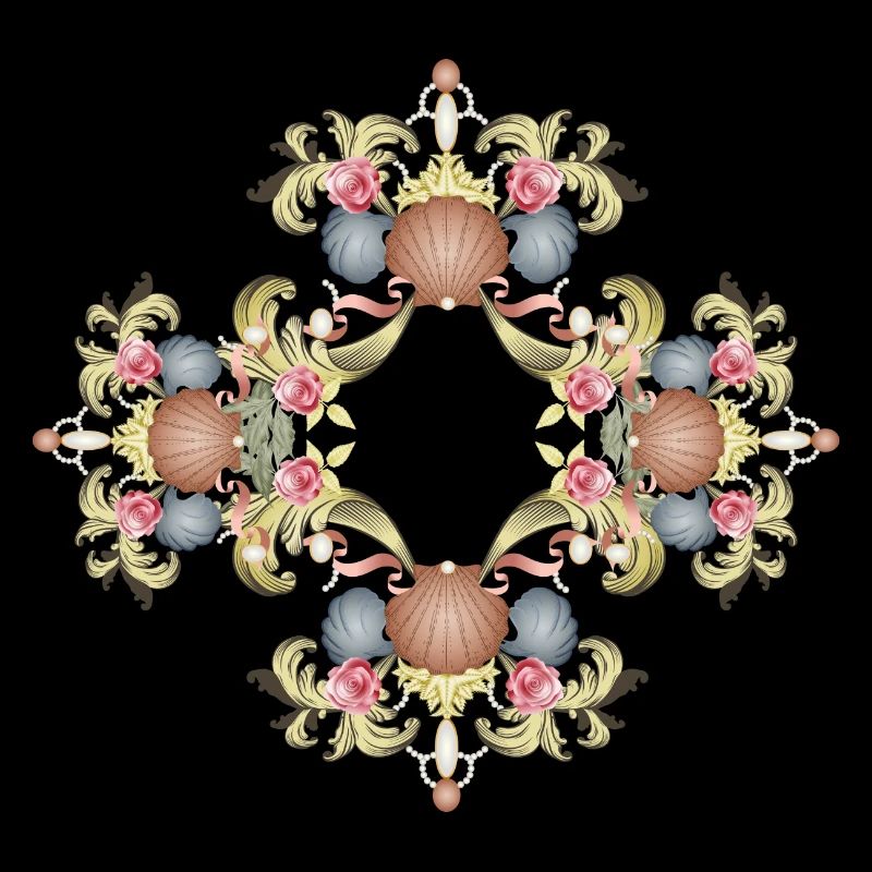 Baroque ornament with scallops and roses