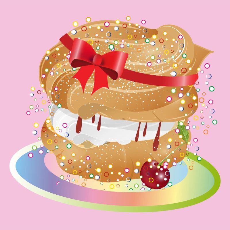 A filled cream puff with a gift bow