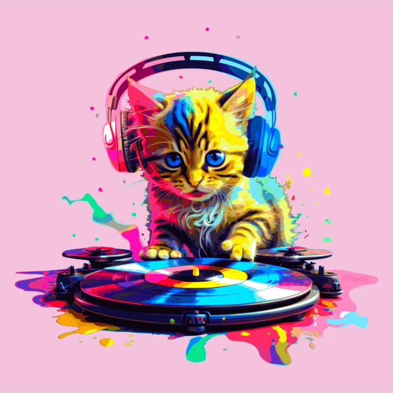 Chaton DJ - Arc-en-ciel