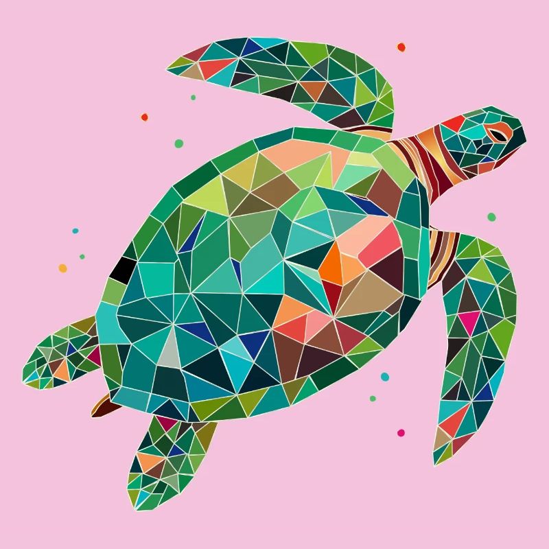 Tortue d’eau colorée - Conception de mer colorée