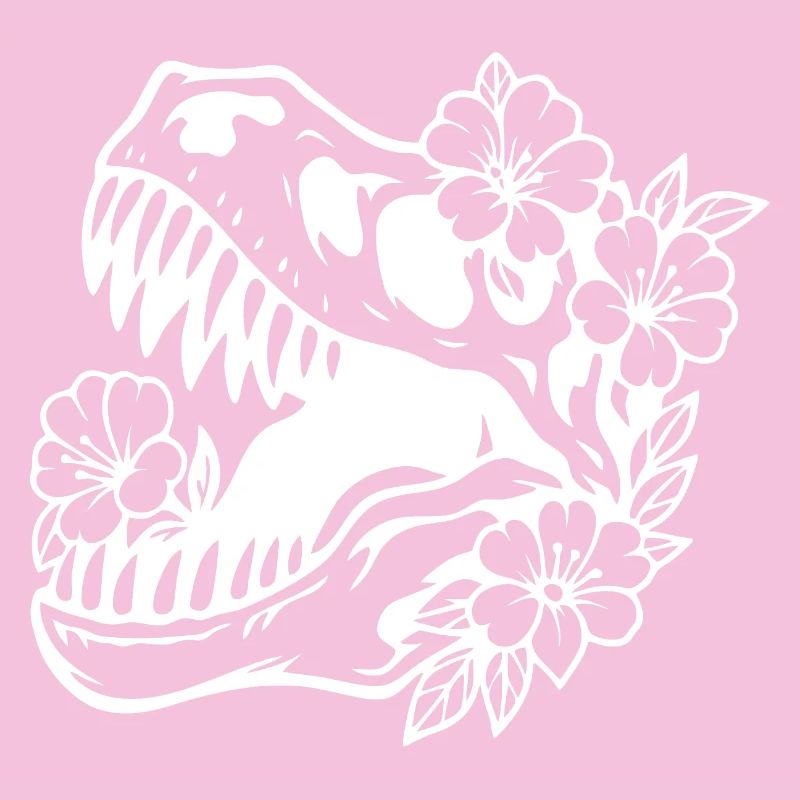 Floral Dinosaur Silhouette Design
