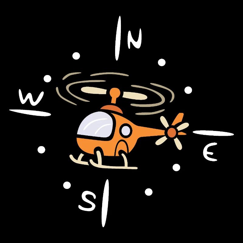 Hélicoptère de dessin animé avec conception de boussole