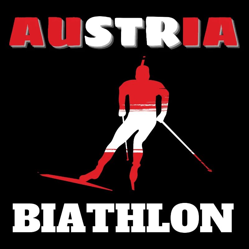 Biathlete Silhouette Red White Austria