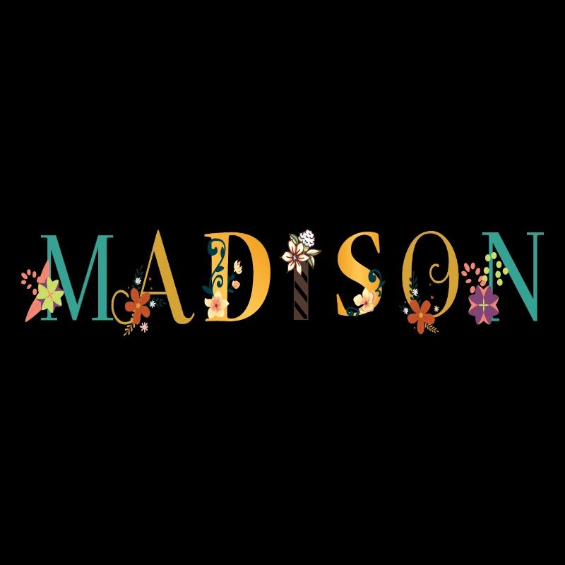 Art du nom MADISON avec fleurs brodées