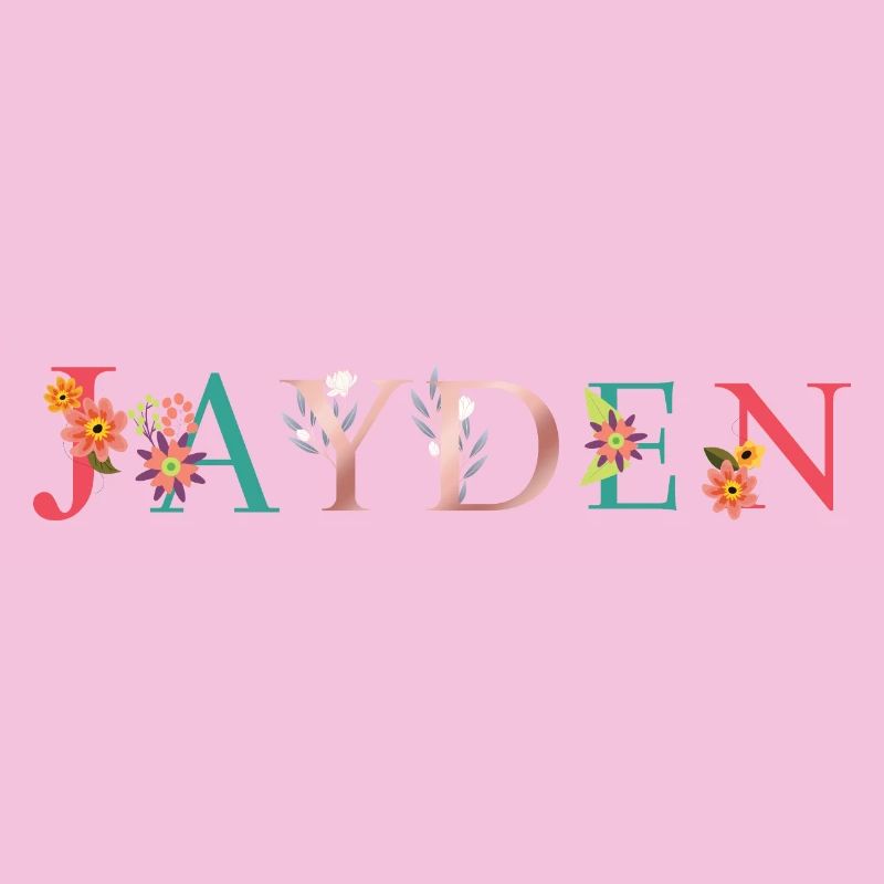 JAYDEN Prénom Art avec fleurs brodées