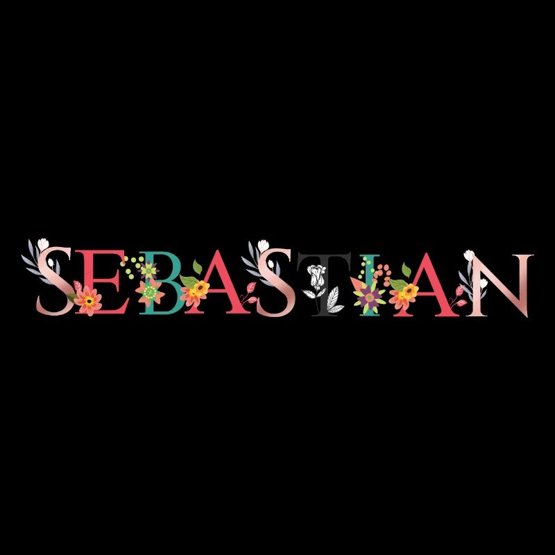 SEBASTIAN Art du nom avec fleurs brodées