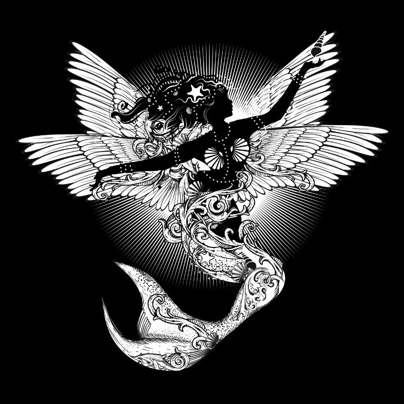 Mystical mythical creature the flying mermaid