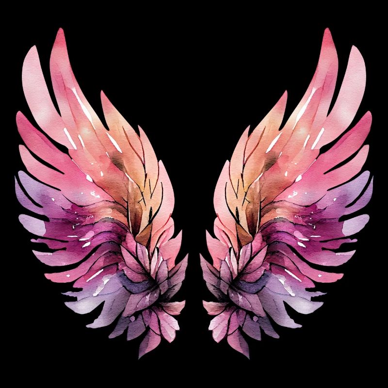 Ailes aquarelle rose et violette