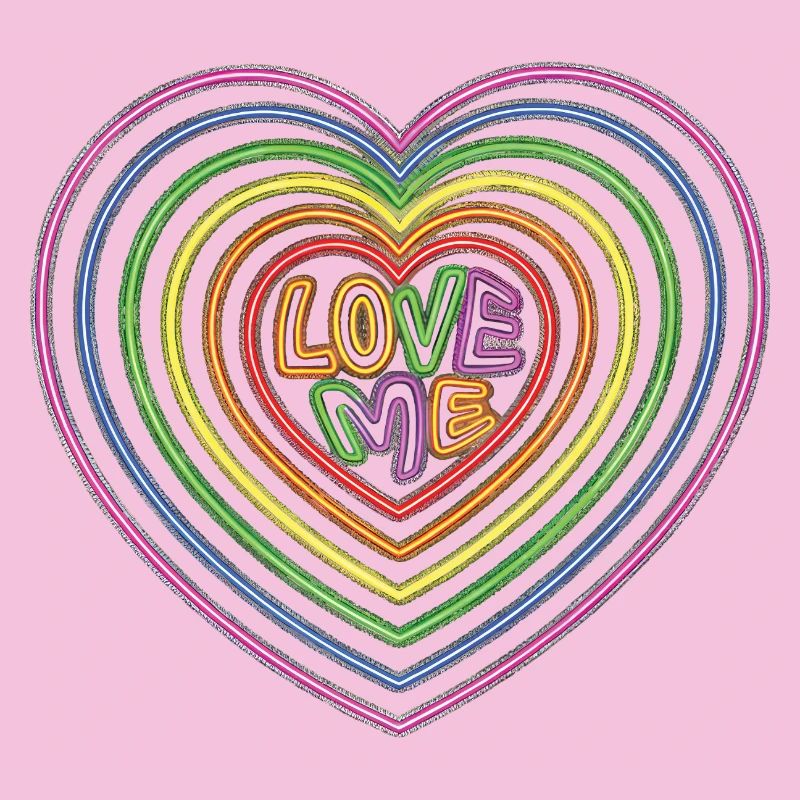 Texte coloré Love Me Shaped Hearts Impression