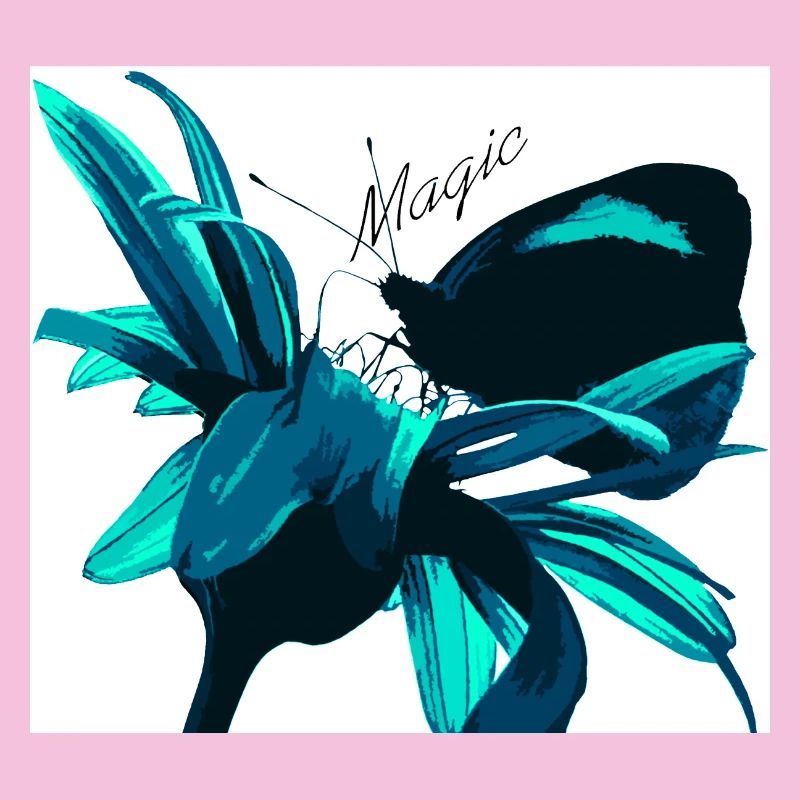 Imprimé fleur magique turquoise
