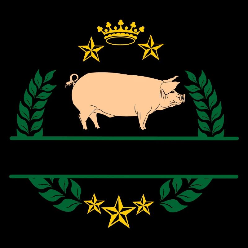 Cochon en couronne de laurier vert avec couronne jaune d’or
