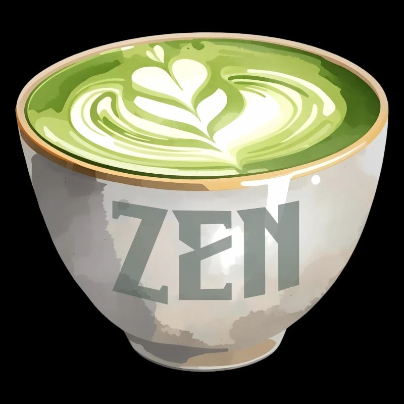 Zen Matcha Latte Aquarell