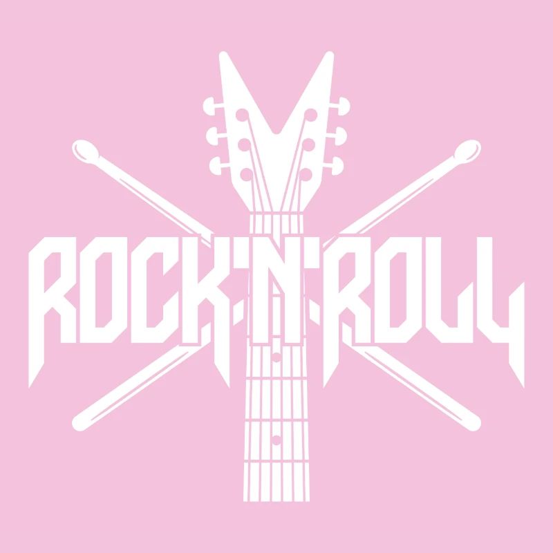 Rock 'N' Roll Guitar and Drumsticks Logo