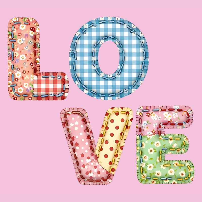 Love Patchwork Design Colorful Fabric Patches
