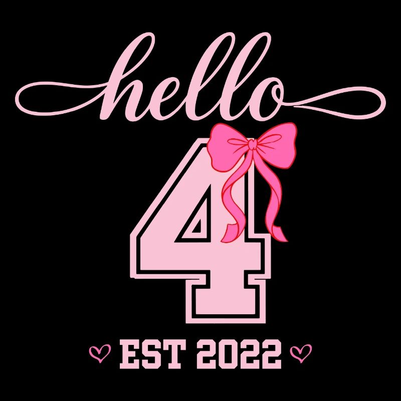 Hello 4 Est 2022 Mädchen Geburtstag Design