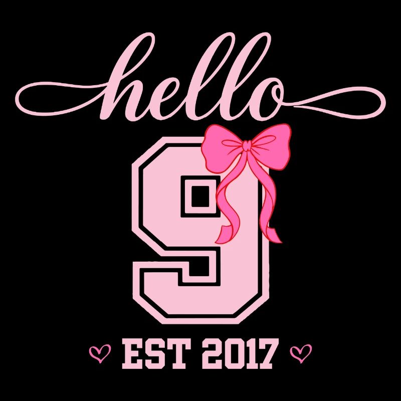 Hello 9 Est 2017 Mädchen Geburtstag Design