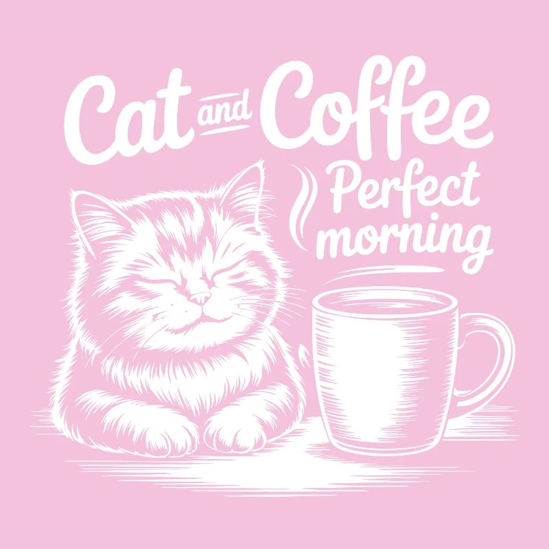 Katze und Kaffee Perfekter Morgen