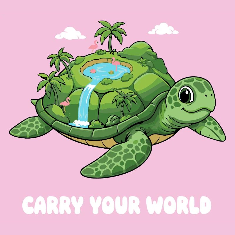 Insel-Schildkröte mit Wasserfall