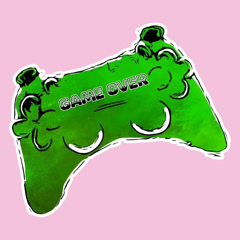 manette de bande dessinée verte avec texte GAME OVER