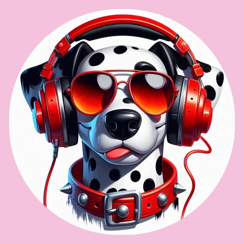 Chien dalmatien avec lunettes et écouteurs