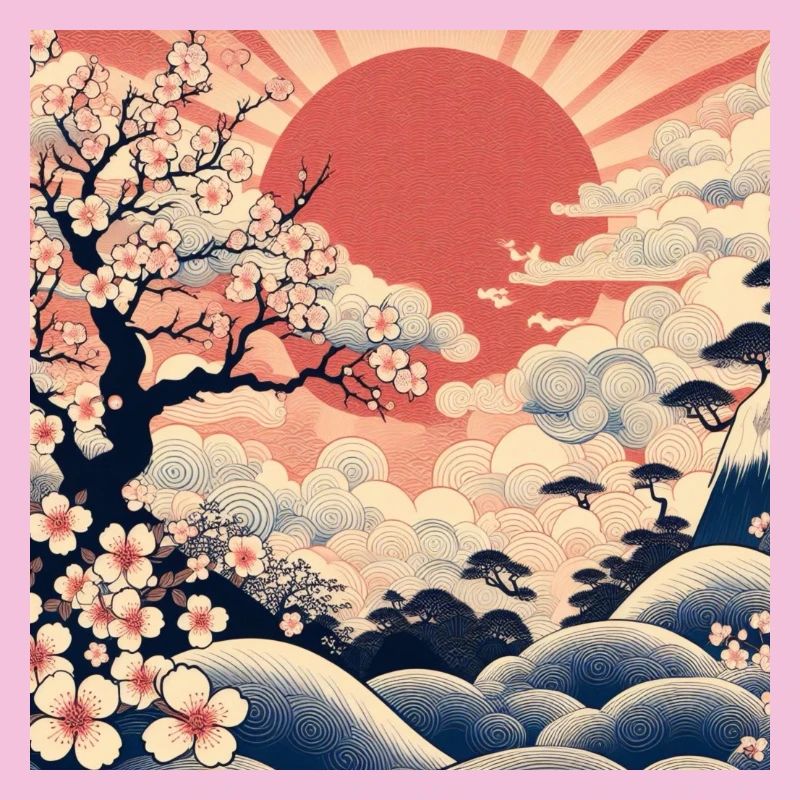 Style Ukiyo-e au lever du soleil