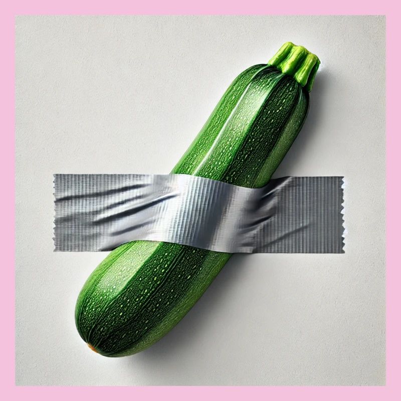Zucchini framed by ribbon