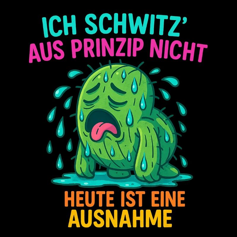 Funny cactus design – "I sweat on principle