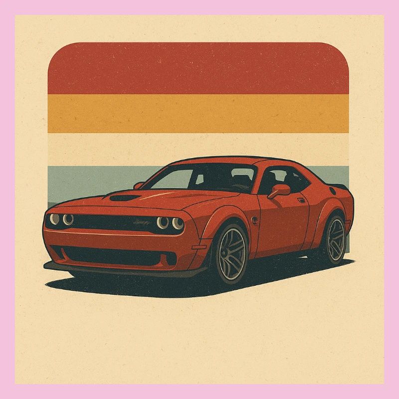 Red Muscle Car Retro Design